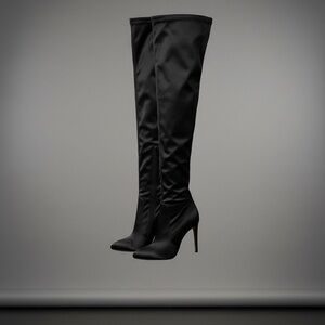 RARE AQUAZZURA thigh high heeled stretch satin boots EUC size 38